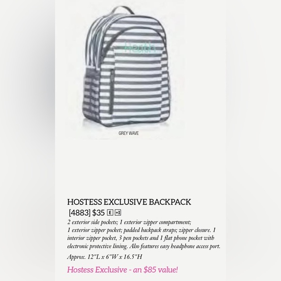 Thirty One Hostess Exclusive Backpack- Grey Wave - Retired - Picture 3 of 3